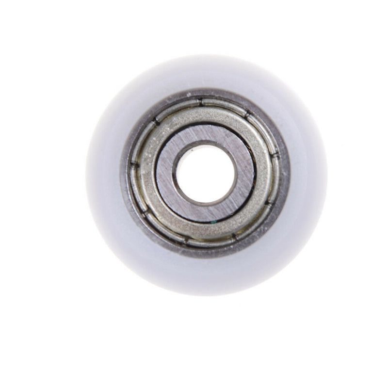 1 Nylon Plastic Carbon Steel Pulley Wheels Roller Groove Ball Bearing White JR