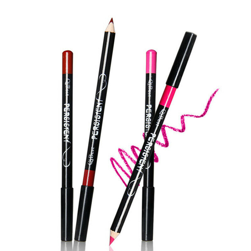 QiBest Black Rod Waterproof 12 Color Lip Liner Pen Lasting Lip Matte Lipsti E8J1