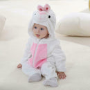 Rabbit Design Flannel Rompers Baby Kid Long Sleeve Hooded Jumpsuit (13-18M) A