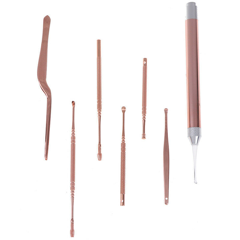 7Pcs/Set Led Ear Wax Pickers Stainless Steel Earpick Wax Remover Curet&+