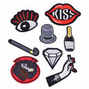 8x Kiss Lip Eye Diamond Embroidered Patch Applique Badge Sew Iron On Jeans Craft