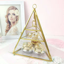 3-Tier Glass Pyramid Jewelry Stand Holder Geometric  Display Organizer Case