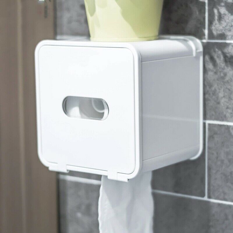 Waterproof All Covered Toilet Paper Holder Box,Wall Mounted Bathroom Paper  U8J8