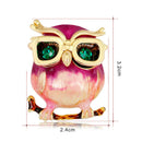 Enamel Owl Glasses Brooch Pin Animal Crystal Wedding Party Brooch Pin Gift JR