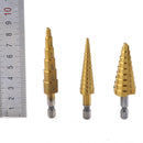 High Speed Steel Step Dril Bit HSS 1/4" Hex Shank Titanium Coated Step Drill Bit
