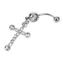 Surgical Steel Cross Dangle Navel Button Bar belly ring Piercing body jewel I8P2