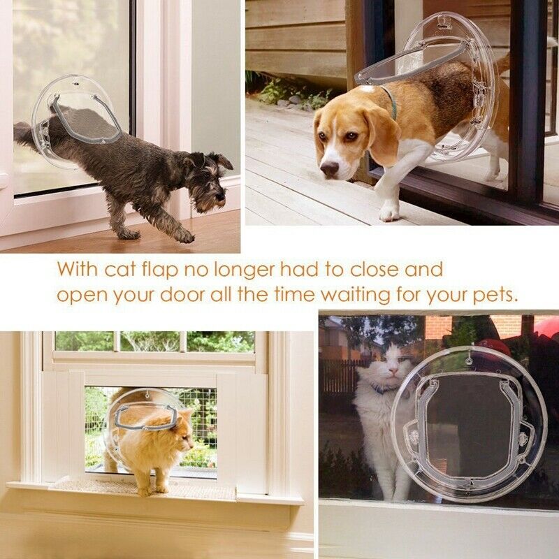 Cat Flap Door, 4 Way Locking Cat Doors, Small Pet Door for Cats, Small Dogs
