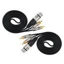 2pcs Dual RCA Male to XLR 3 Pin Female Jack Microphone Cable Adapter Cord