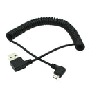 90 Degree Angle USB 2.0 Male to Micro USB Male Charge Sync Coiled Cable