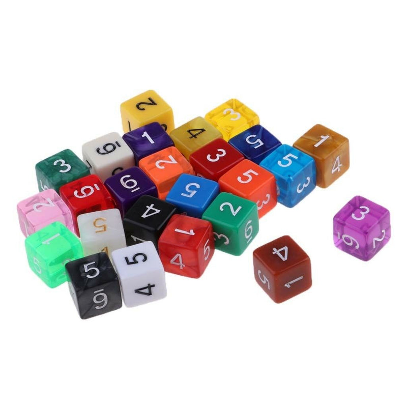 25x Plastic Dice D6 Drinking Dice for DND TRPG MTG Table Games Toys Party