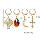4pcs/Set Cute Seashell Rose Flowers Moon Love Heart Dangle Earrings Drop Cr X8F3