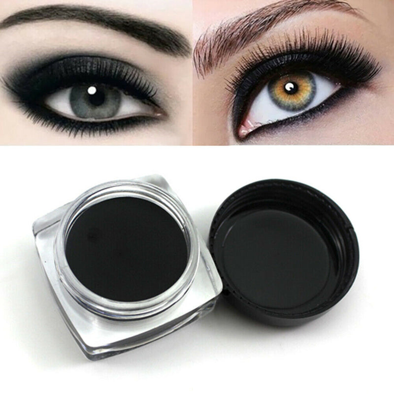 1 Set Mini Cosmetic Pro Eye Liner Gel Black +Brush Shadow Eyeliner For Travel