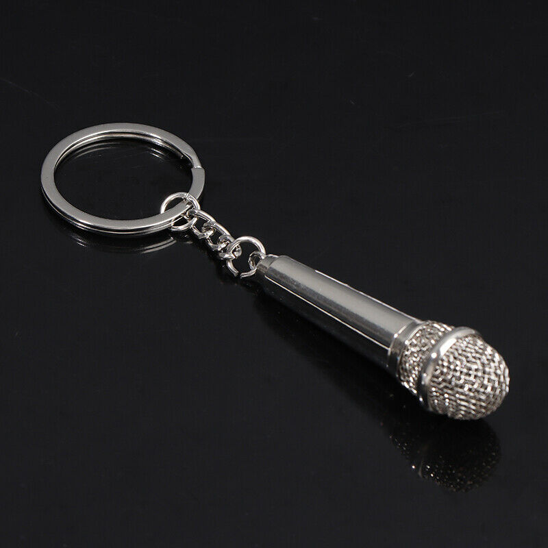Simulation microphone keychain creative gift personalized car bag pendantB Ew