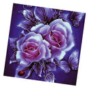 2 x Purple Flower Crystals Embroidery Kits for DIY HandCrafts Wall Decor