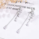 Women Girls Leaf Zircon Tassel Long Earrings Drop Dangle Women Stud Jewelry