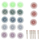 18Pcs 1Inch Radial Bristle Disc Brush + 6 Mandrel Rotary Adapter Shank:3Mm U5M4