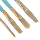 4x Wood Handle Bristle Hair Painting Brush for Watercolor Acrylic Painting