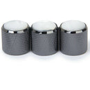 3pcs Domed Volume Tone Control Knob for Electric Guitar - Black with White  O7E6