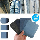 20Pcs 5 Colors DIY Iron on Denim Fabric Patches for Clothing Jeans Repair Kit