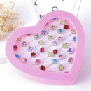 36pcs Crystal Adjustable Rings Kids Child Girls Diamate Costume Ring Jewellery