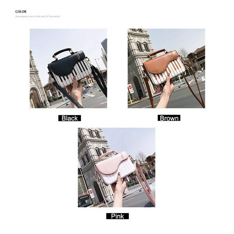 Pink new fashion hit color piano printing handbag sweet wind fresh shoulder D3Q6