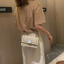 Straw Beach Bag Wild River Marble Pattern Woven Shoulder Bag Solid Color Di