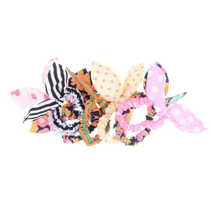 12PCS Girl Rabbit Ear Scrunchies Hair Band Rope Elastic Tie Ponytail Holder ~ï¼ˆ