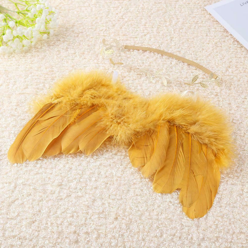 2pcs/Set 0-6M Baby Leaf Hairband Feather Angel Wings Cute Photography Props