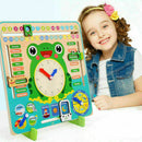 Wooden Calendar Clock Educational Weather Season Toys Clock Learning For Ki Y6K4