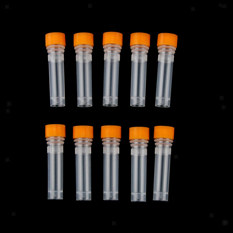 10pcs 1.5ml Cryovial Test Tube Sample Vial w/ Screw Cap