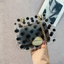 Women'S Messenger Bag Jelly Transparent Chain Shoulder Bag Polka Dot Small