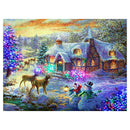 Snowman Deer DIY Full Drill Round Diamond Painting Embroidery Kit Art Decor