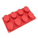 8-Cavity Oval Silicone Mold for Soap, Cake, Bread, Cupcake, Cheesecake, Cor Y5S9