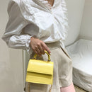 Women Mini Shoulder Bag Alligator PU Tote Chain Crossbody Pouch (Yellow)