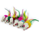 2PCS Cute Pet Cat Toys Faux Furry Mouse With Feather Tail Kitten Catching Toys