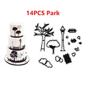 14pcs park series Plastic Silhouette Cookie Cutters Cake Biscuit Mold decor 3c