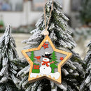 Wooden Star Pendant Christmas Tree LED Fairy Light Ornament Craft (Snowman) A
