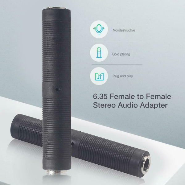 6.35mm Stereo Female To Female Jack Audio Cable Coupler Adapter Connector