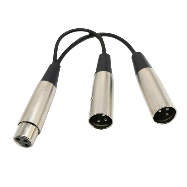 1pc Dual 2 XLR Male to 3 Pin Female Cable Cord Jack Mic Y Splitter Adaptor