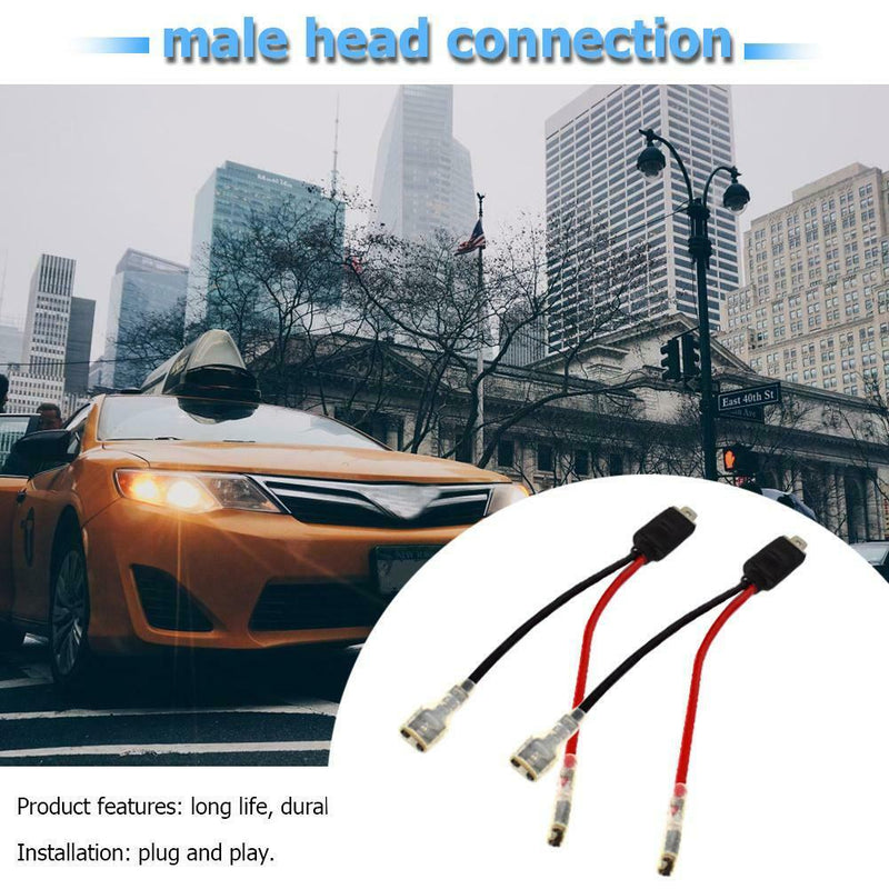 2x H1 LED Headlight Wiring Harness Male Plug Single Diode Converter Cables