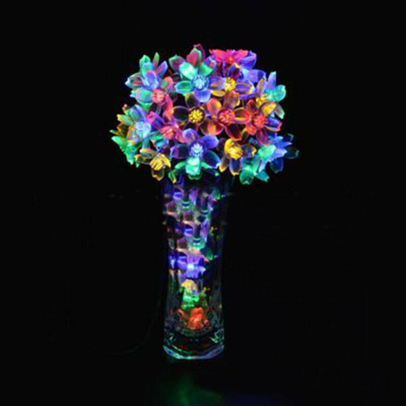 7M 50 LED Cherry Blossoms Peach Flower String Fairy Lights Christmas Par DBG
