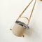 Straw Shoulder Messenger Handbags Women Crossbody Bucket Bags (Light Brown)