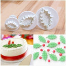 3x/Set Xmas Holly Leaf Plunger Mould Fondant Cookies Cake Sugar Craft Mold V5J5