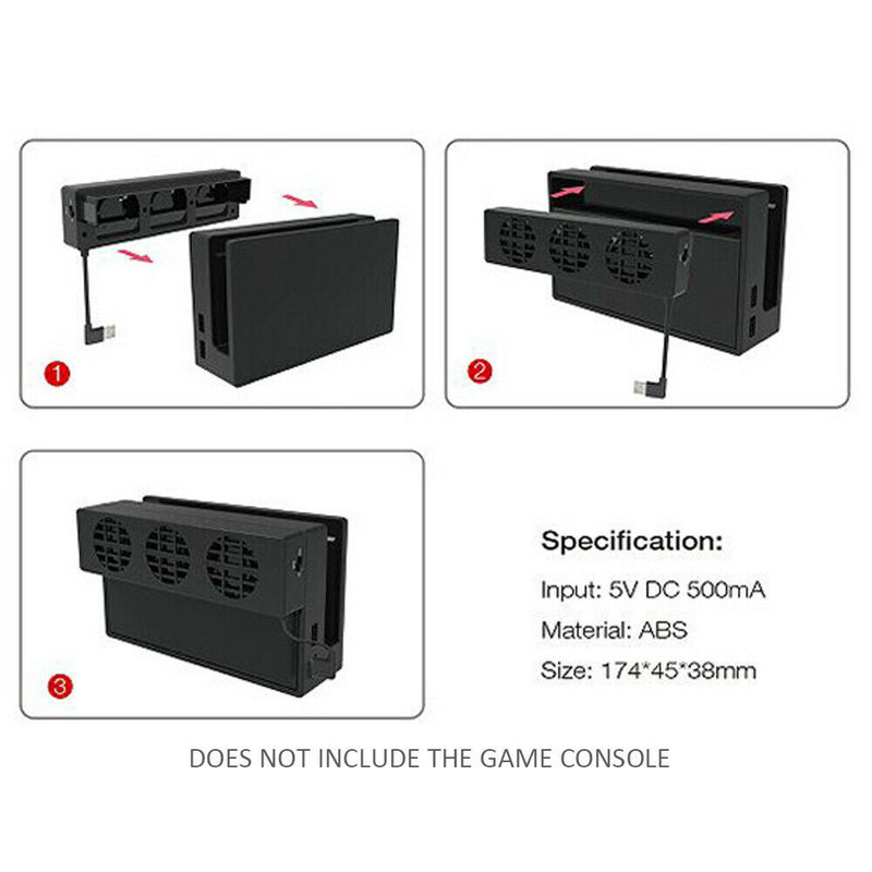 3Fan 5V 500mA Game Cooling Fans USB Temperature Cooler For Nintendo Switch Stand