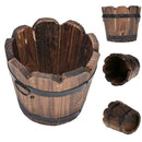 Wooden Round Barrel Planter Flower Pots Home Office Garden Wedding Decor