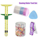 5 In 1 Measuring Tool Clips Chalks Needlework Fabric Patchwork Sewing Ruler Set