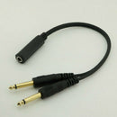 1pc 6.35mm 1/4 inch Stereo TRS Female to 2 Dual 6.35mm Mono TS Male Y Split