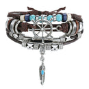 Multi-Layer PU Braided Turquoise Bracelet Women Men Circle Bangles Jewelry