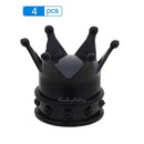 4pcs Crown Shape Car Tire Tyre Wheel Air Valve Stems Caps Dust Cover Black