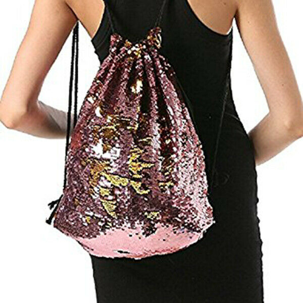 Reversible Sequins Bag twinkling Fashion Backpack Drawstring Backpack Packs U7R4